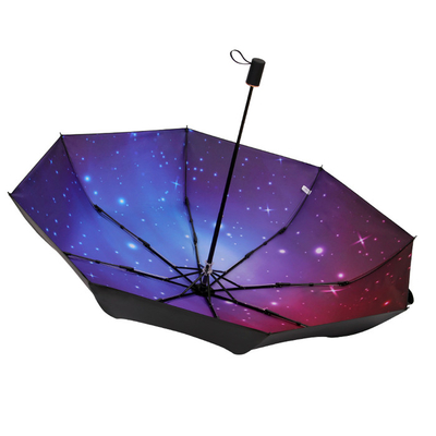 Windproof 8 Ribs Automatic Folding Umbrella With Astral Pongee Cloth Rubber Handle