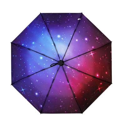 Windproof 8 Ribs Automatic Folding Umbrella With Astral Pongee Cloth Rubber Handle