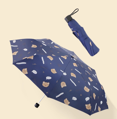 8 Ribs Lightweight Windproof Manual Open Close Creative Umbrella With Black UV Coat 190t Pongee