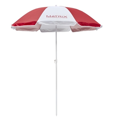 Fade Proofed UPF 50+ Windproof Manual Open Beach Umbrella With Metal Shaft Frame