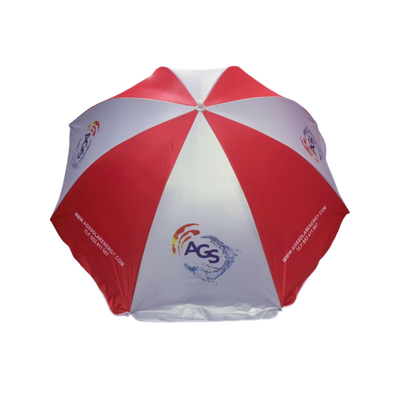 Fade Proofed UPF 50+ Windproof Manual Open Beach Umbrella With Metal Shaft Frame