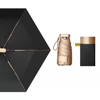 Windproof 19-Inch  5-Folding Aluminum Travel Umbrella By 6 Ribs With Black Coat And Light Weight