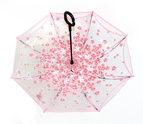 Light Reverse Transparent Umbrella With Pattern Auto Open