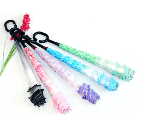 Light Reverse Transparent Umbrella With Pattern Auto Open