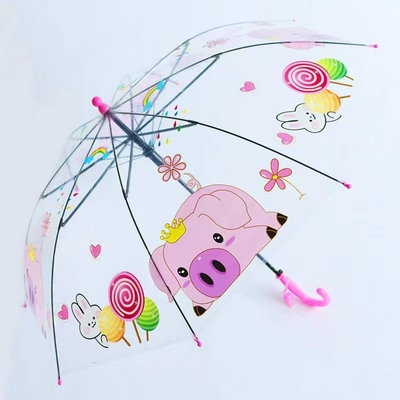 Fiberglass Ribs And Windproof Auto Open Stylish Transparent Umbrella  For Children