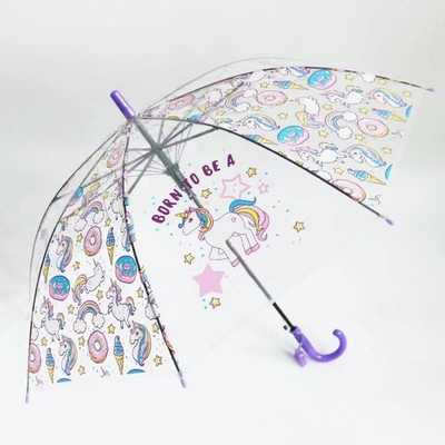 Fiberglass Ribs And Windproof Auto Open Stylish Transparent Umbrella  For Children