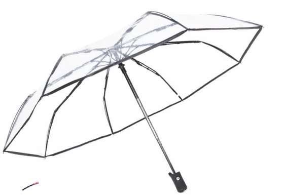 Conveniently Compact Transparent Three-fold Umbrella Fits In A Bag