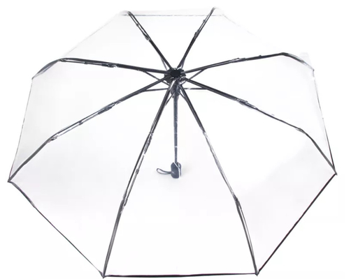 Conveniently Compact Transparent Three-fold Umbrella Fits In A Bag