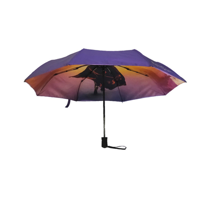Automatic Windproof Travel Umbrella With Custom Logo Bright Digital Printing Custpomized