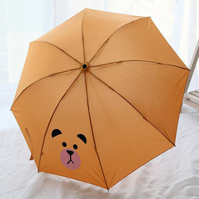 Adorable Kids Folding Umbrella With Cartoon Rubber Handle