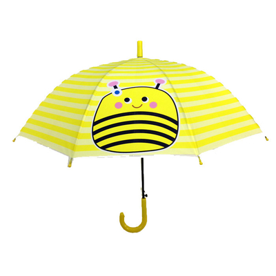 Cute Bees Compact Umbrella For Kids Chome Plated Frame Strawberry Handle Customized Logo