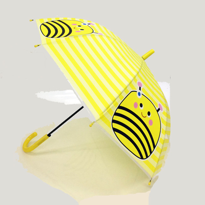 Cute Bees Compact Umbrella For Kids Chome Plated Frame Strawberry Handle Customized Logo