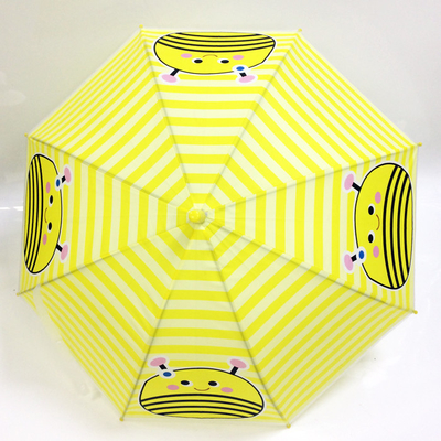 Cute Bees Compact Umbrella For Kids Chome Plated Frame Strawberry Handle Customized Logo