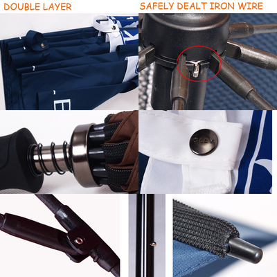 Double Layer Auto Open Golf Umbrella with Black Matt Fiberglass Pole and Rubber Grip
