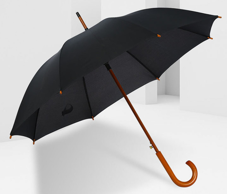 Fiberglass Ribs Windproof Environmental Protection Wooden Handle Pongee Umbrella