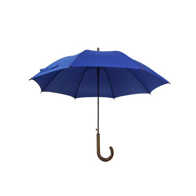 Customized Golf Umbrellas With Wooden Handle And Metal Ribs In Polyester / Pongee Fabric