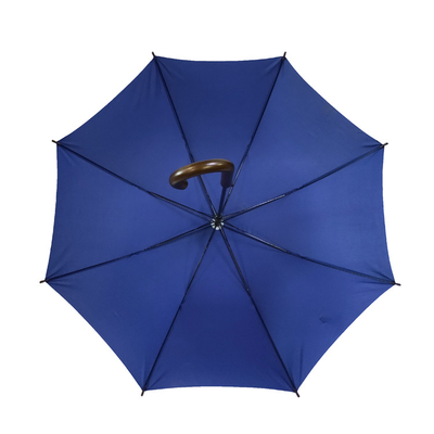 Customized Golf Umbrellas With Wooden Handle And Metal Ribs In Polyester / Pongee Fabric