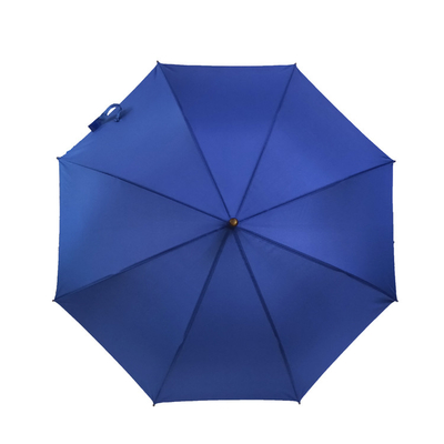 Customized Golf Umbrellas With Wooden Handle And Metal Ribs In Polyester / Pongee Fabric