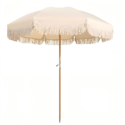 Fabric UV Beach Umbrella Sun Shelter 210T Oxford Cloth With Silver Coating Acceptable Logo