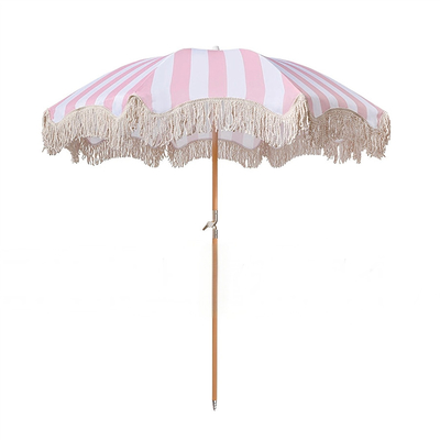 Fabric UV Beach Umbrella Sun Shelter 210T Oxford Cloth With Silver Coating Acceptable Logo