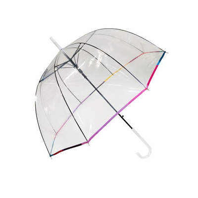 PVC Transparent  Dome Shaped Rain Umbrella With Fiberglass Ribs 23 Inches Customized Logo