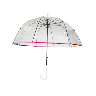 PVC Transparent  Dome Shaped Rain Umbrella With Fiberglass Ribs 23 Inches Customized Logo