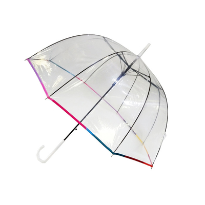 PVC Transparent  Dome Shaped Rain Umbrella With Fiberglass Ribs 23 Inches Customized Logo
