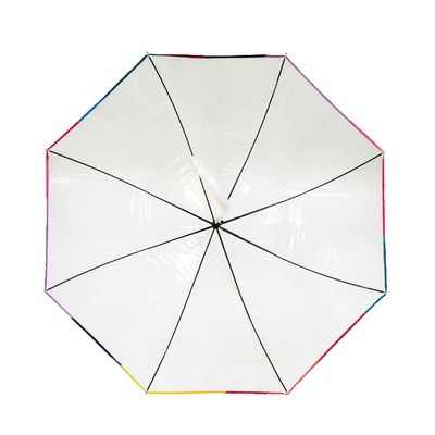 PVC Transparent  Dome Shaped Rain Umbrella With Fiberglass Ribs 23 Inches Customized Logo