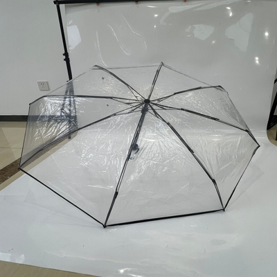 21 Inches 5 Folding Coverage Transparent Umbrella For Rain Manual Open Function