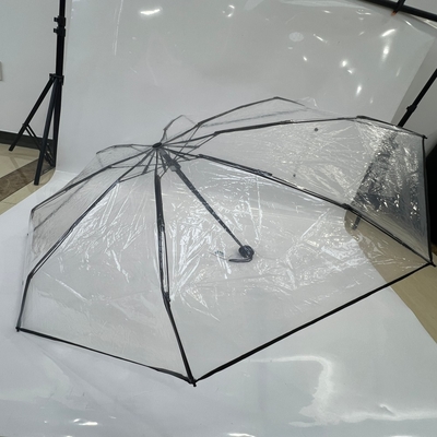 21 Inches 5 Folding Coverage Transparent Umbrella For Rain Manual Open Function
