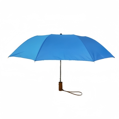 Metal Frame 2 Folding 23 Inch Wooden Handle Customizable Umbrella