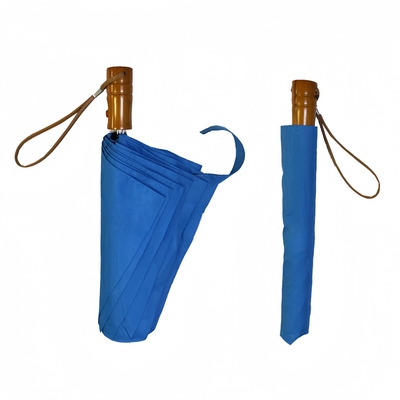 Metal Frame 2 Folding 23 Inch Wooden Handle Customizable Umbrella