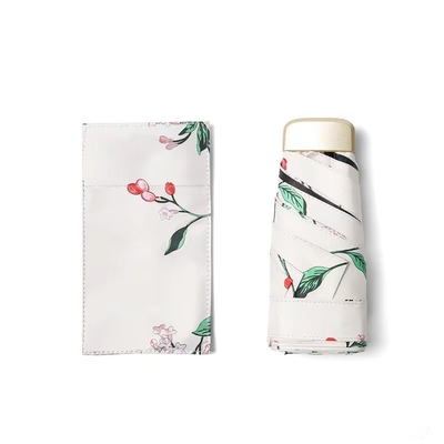 5 Fold 6 Ribs Small Lightweight Easy To Carry Umbrella With Customizable Pongee Cloth