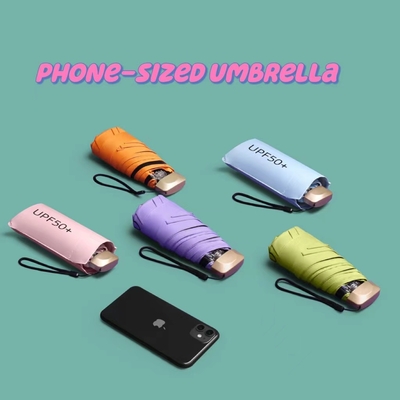 19 Inch 5 Fold 6 Ribs Customized Pongee Umbrella