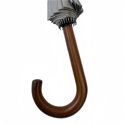 23inches Super Windproof Wooden Handle Umbrella With 190T Pongee Fabric 24 Ribs And 104cm Open Diameter