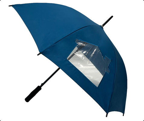 Auto Open And Manual Close Full Fiberglass Frame Golf Umbrellas With A Transparence Windows