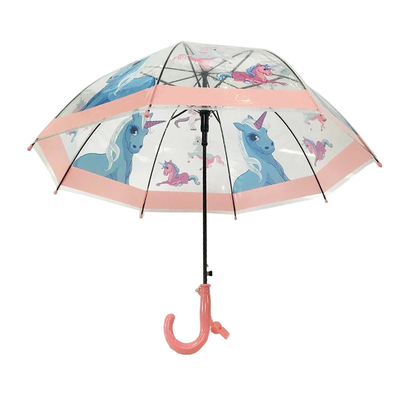 19 inches Kids Compact Umbrella with POE Fabric and Unicorn Printing Incidental Whistle