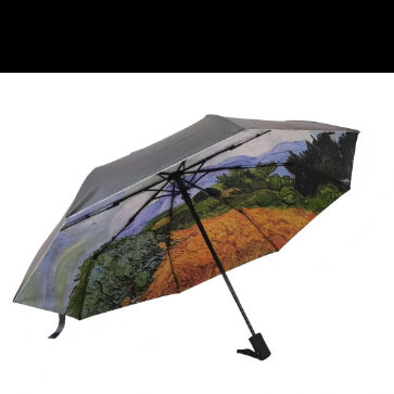 Vincent Van Gogh Art Blackout 3-Fold Automatic Travel Umbrella with UV Protection and Auto Open Close (21Inch-8k)