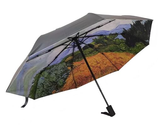 Vincent Van Gogh Art Blackout 3-Fold Automatic Travel Umbrella with UV Protection and Auto Open Close (21Inch-8k)
