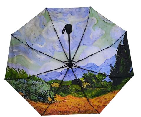 Vincent Van Gogh Art Blackout 3-Fold Automatic Travel Umbrella with UV Protection and Auto Open Close (21Inch-8k)