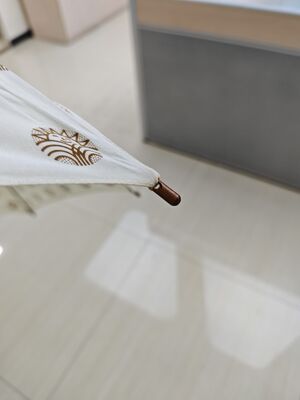 23 Inches Auto Open Stick Umbrella with Cotton Linen and Fiberglass Ribs for Elegant Rain Protection