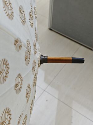 23 Inches Auto Open Stick Umbrella with Cotton Linen and Fiberglass Ribs for Elegant Rain Protection