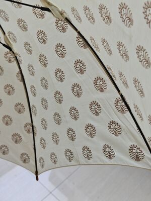 23 Inches Auto Open Stick Umbrella with Cotton Linen and Fiberglass Ribs for Elegant Rain Protection