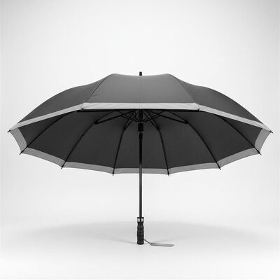 Large Automatic Travel Umbrella with 105cm Open Diameter, Fiberglass Ribs, and Reflective Edge Trim