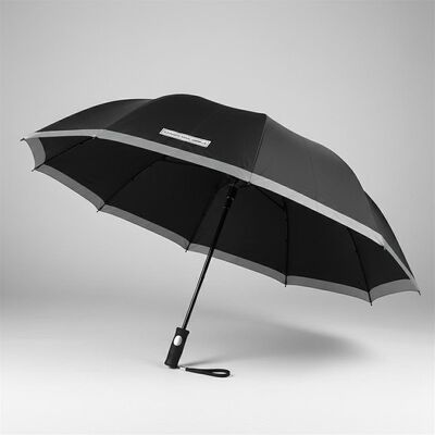 Large Automatic Travel Umbrella with 105cm Open Diameter, Fiberglass Ribs, and Reflective Edge Trim