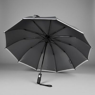 Large Automatic Travel Umbrella with 105cm Open Diameter, Fiberglass Ribs, and Reflective Edge Trim