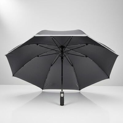 Large Automatic Travel Umbrella with 105cm Open Diameter, Fiberglass Ribs, and Reflective Edge Trim