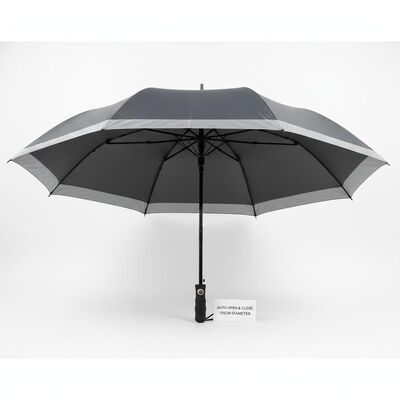Large Automatic Travel Umbrella with 105cm Open Diameter, Fiberglass Ribs, and Reflective Edge Trim