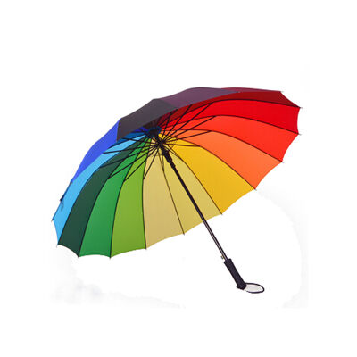 23 Inches Auto Open Rainbow Umbrella with 16 Ribs and Steel Frame for Wind Resistance