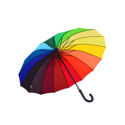 23 Inches Auto Open Rainbow Umbrella with 16 Ribs and Steel Frame for Wind Resistance
